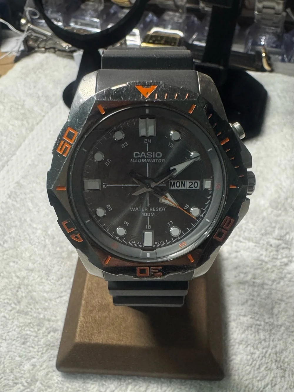 Casio Black Watch with Orange Accents